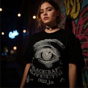 Blackcraft ✦ Ouija Eye Graphic Tee ✦ Black White Occult Print Unisex Cotton XS N